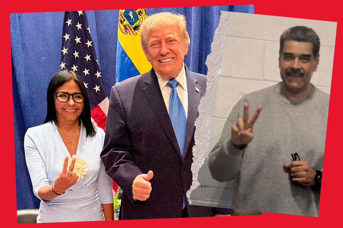 Delcy Rodríguez escondió su puño cerrado junto a Trump en apoyo a Maduro