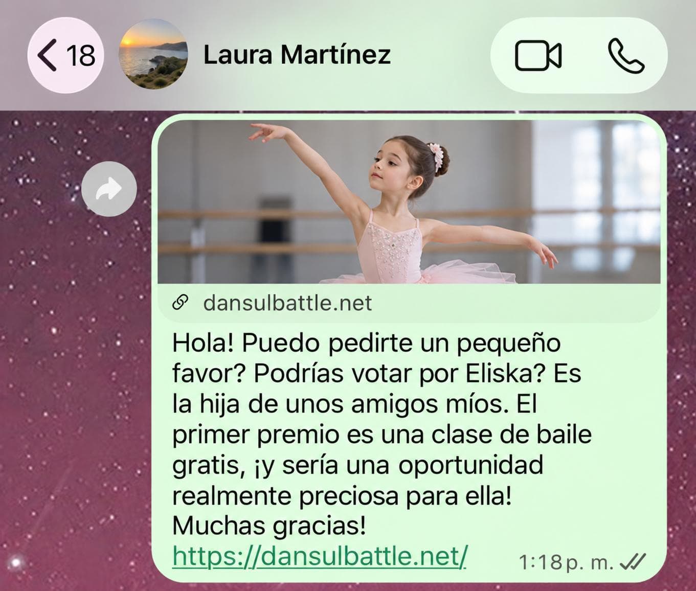 "¿Podrías votar por Eliska?": La nueva estafa de WhatsApp que utiliza a una niña bailarina para robar cuentas